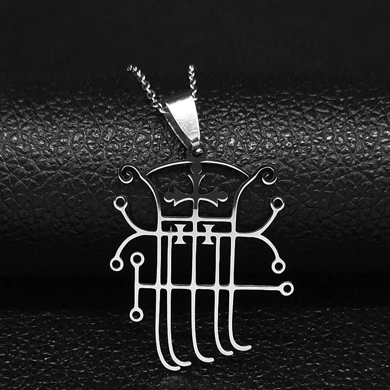Paimon Sigil Silver Pendant Necklace — Stainless Steel