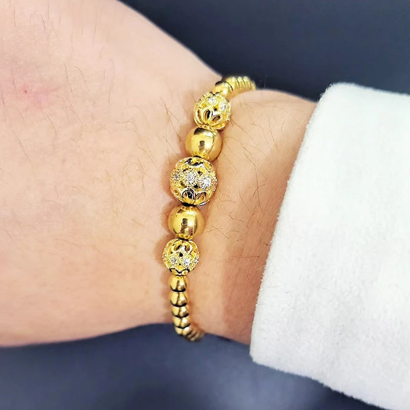 Luxury Stainless Steel Beads Ball Charms Man Bracelets For Women Jewelry Gift