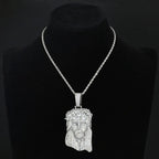 Gold Jesus Face Pendant Necklace Iced Out 18K