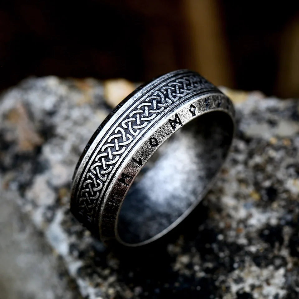 Vintage Odin Norse Viking Amulet Rune Rings For Men Cool Stainless Steel Celtic Knot Ring Wedding Jewelry Valentine's