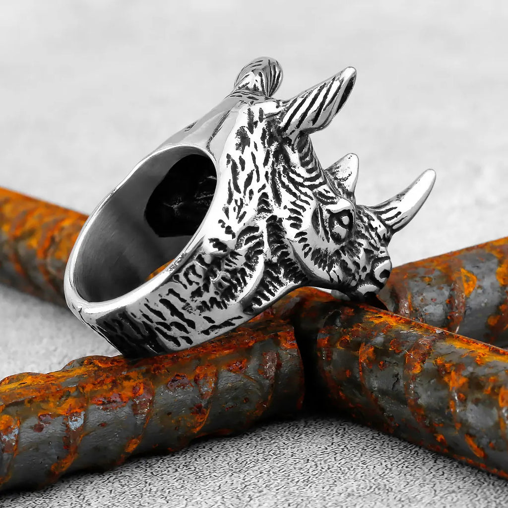Big Rhino Animal Ring — Stainless Steel