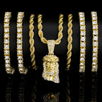 Iced Out Jesus Pendant Rope Tennis Set