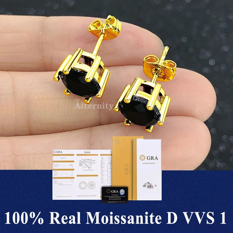 Moissanite Studs Earrings Pass Diamond tester Pen For Men Women 18K Platinum Plated Bride Wedding Gemstone 925 Silver Earrings
