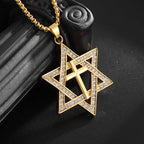 Exquisite and Creative Hip Hop Pentagram Pendant Necklace for Men Simple Punk Texture Necklace Jewelry Sweater Chain