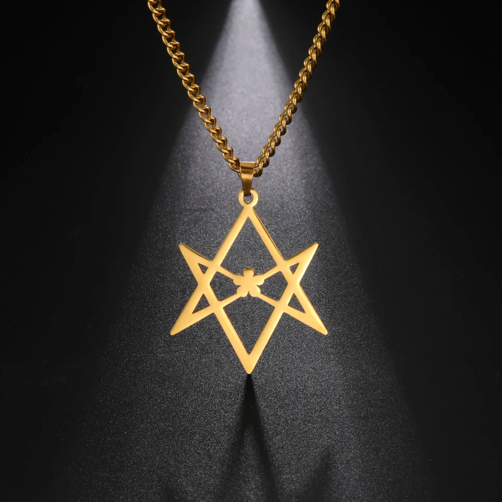 Thelema Unicursal Hexagram Pendant Necklace — Stainless Steel