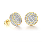 Iced Out Round Stud Earrings — Gold