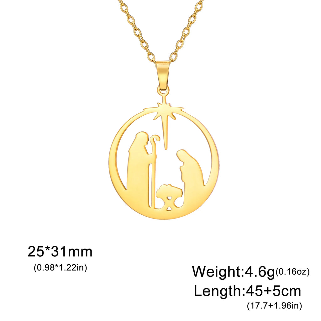 Angel Star Prayer Talisman Pendant Necklace — Stainless Steel