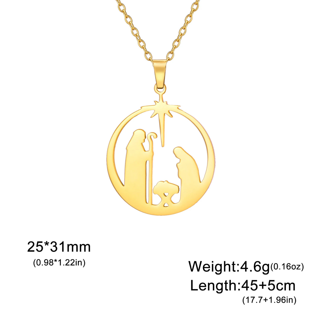 Angel Star Prayer Talisman Pendant Necklace — Stainless Steel