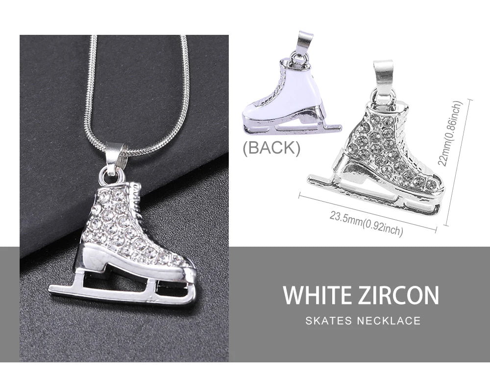 CZ Roller Skate Charm Pendant Necklace for Women