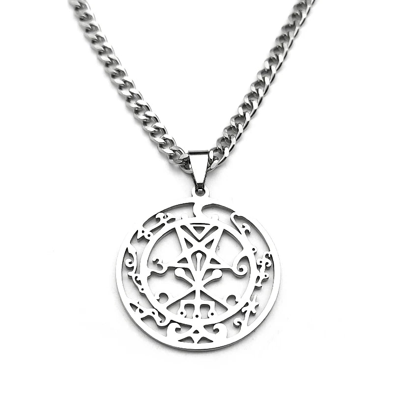 Lilith Sigil Silver Pendant Necklace — Stainless Steel