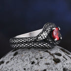 2023 New Vintage 316L Stainless Steel 3D Snake Ring With Red&Green StoneAnimal Fashion jewelry For Man Women Boyfriend