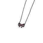 Pink Bow Zircon Clavicle Necklace — SS