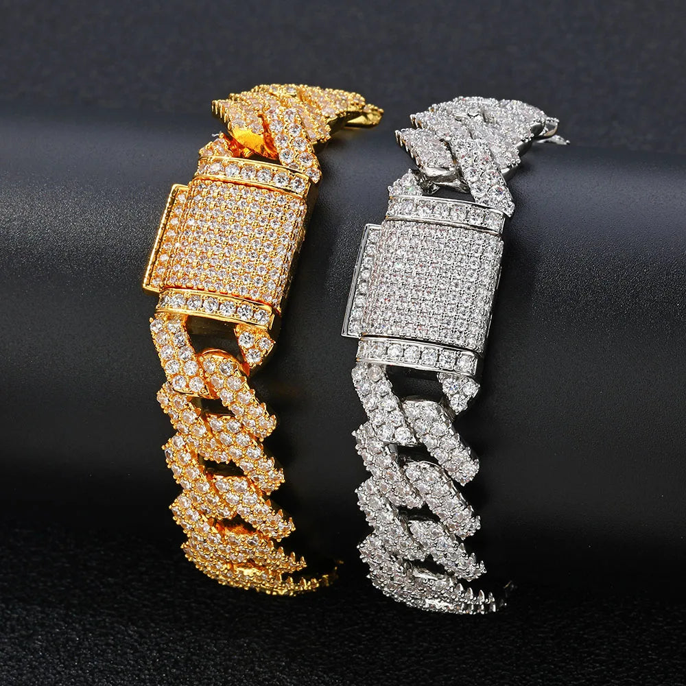 Iced Out Cuban Bracelet Stainless Steel 14MM Miami