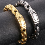 10MM Width Sunflower Seeds Style Chain Man Bracelet for Men Gold Color Polished Stainless Steel Male Bracelets Wrist