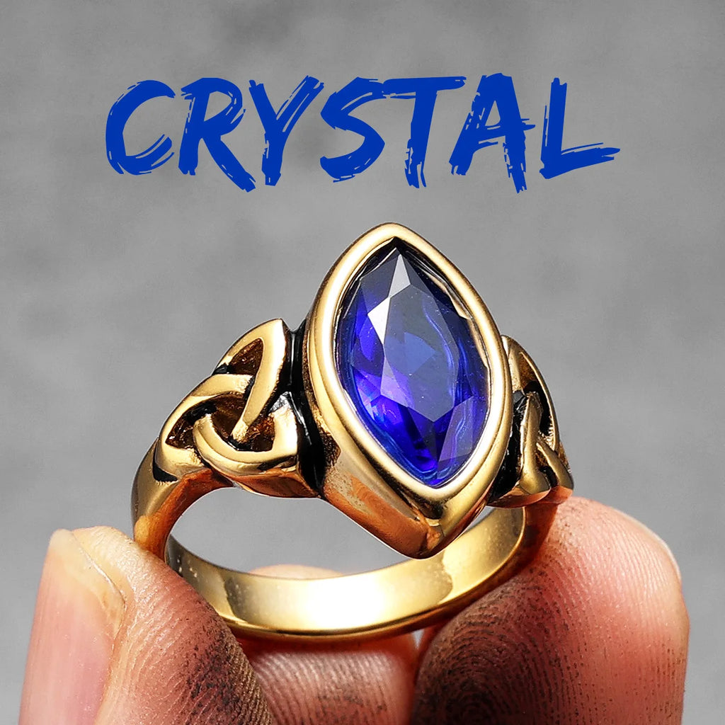 Celtic Knot Gemstone Ring — Stainless Steel