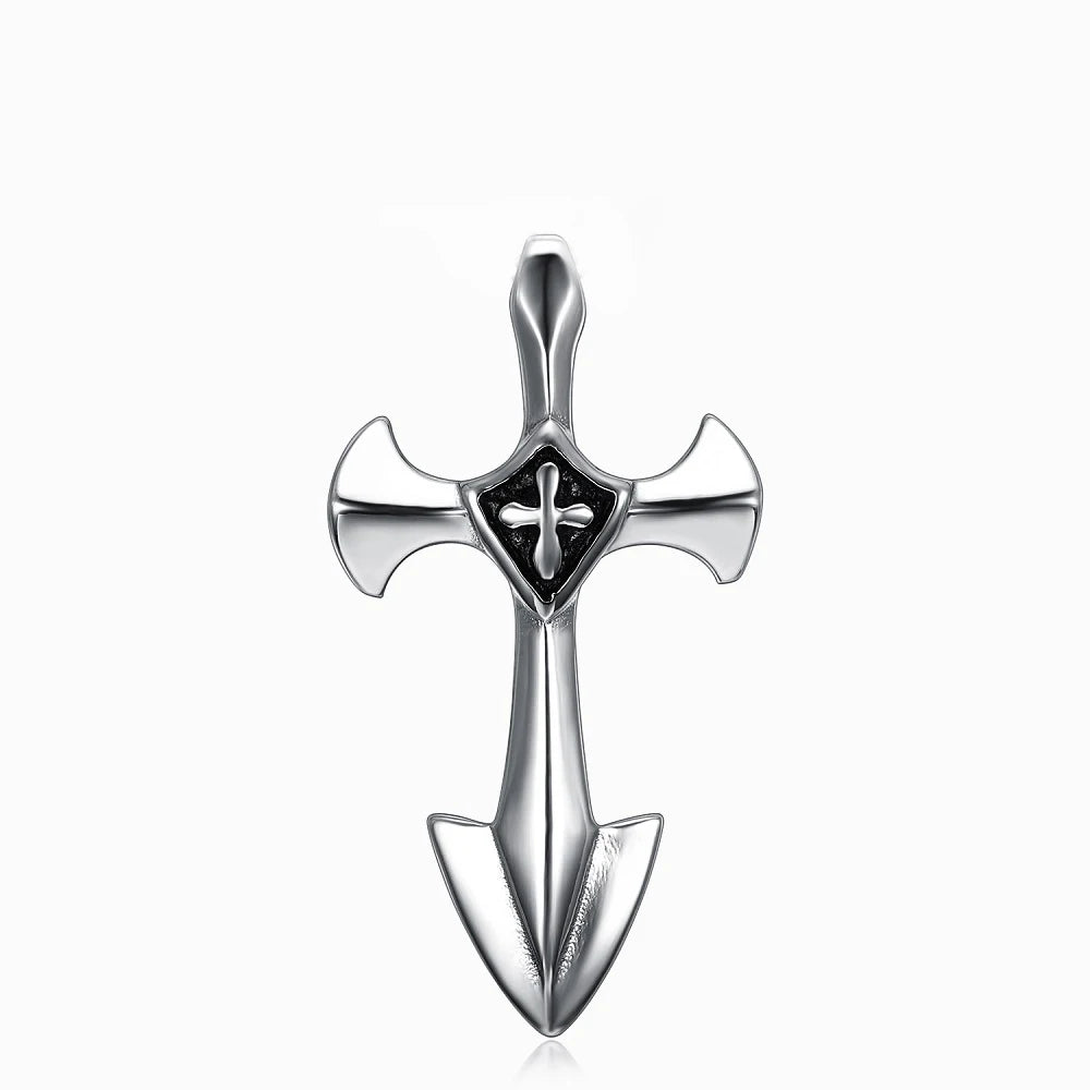 Vintage Punk Hip Hop Templar Knight Cross Pendants Necklaces For Men Women 316L Stainless Steel Fashion Jewerly Drop