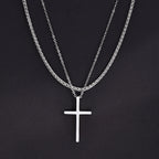 Layered Cross Pendant Set — Stainless Steel