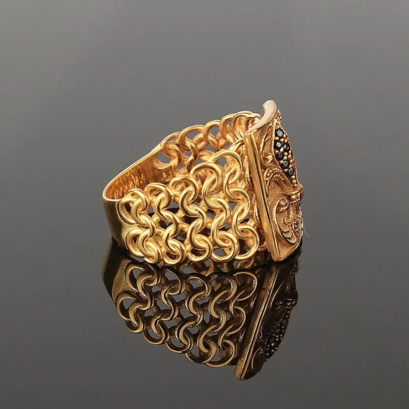European and American new palace style electroplated inlaid craftsmanship retro fashionable men's ring