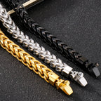 Luxury Gold Color Stainless Steel Bracelet for Men 10MM Square Franco Chain Men's Wrist Bracelets On Hand Jewellery
