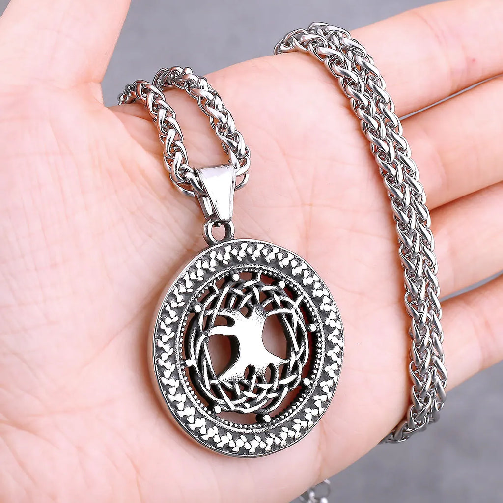 Nordic Vikings Tree of Life Odin Necklace Various Men Celtic Amulet Pendant Stainless Steel Vintage Charm Punk Jewelry