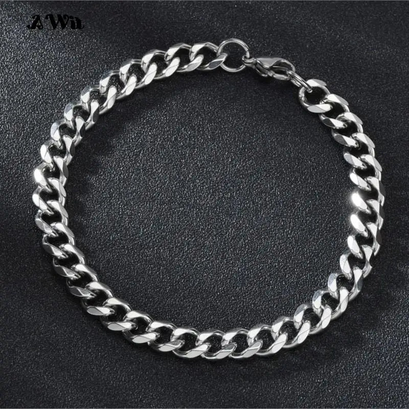 Fashion Stainless Steel Men Curb Cuban Chain Bracelet Women Bracelet On Hand For Couple Unisex Wrist Hand Jewelry Gift Party