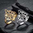 Witch Knot Hollow Adjustable Ring — Stainless Steel Band