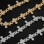 Silver Cross Iced Out Chain Necklace 15MM