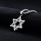MossanRappr Full Moissanite Iced Out Star of David Pendant Necklace Hip Hop Hexagram Rope Chain for Men Women