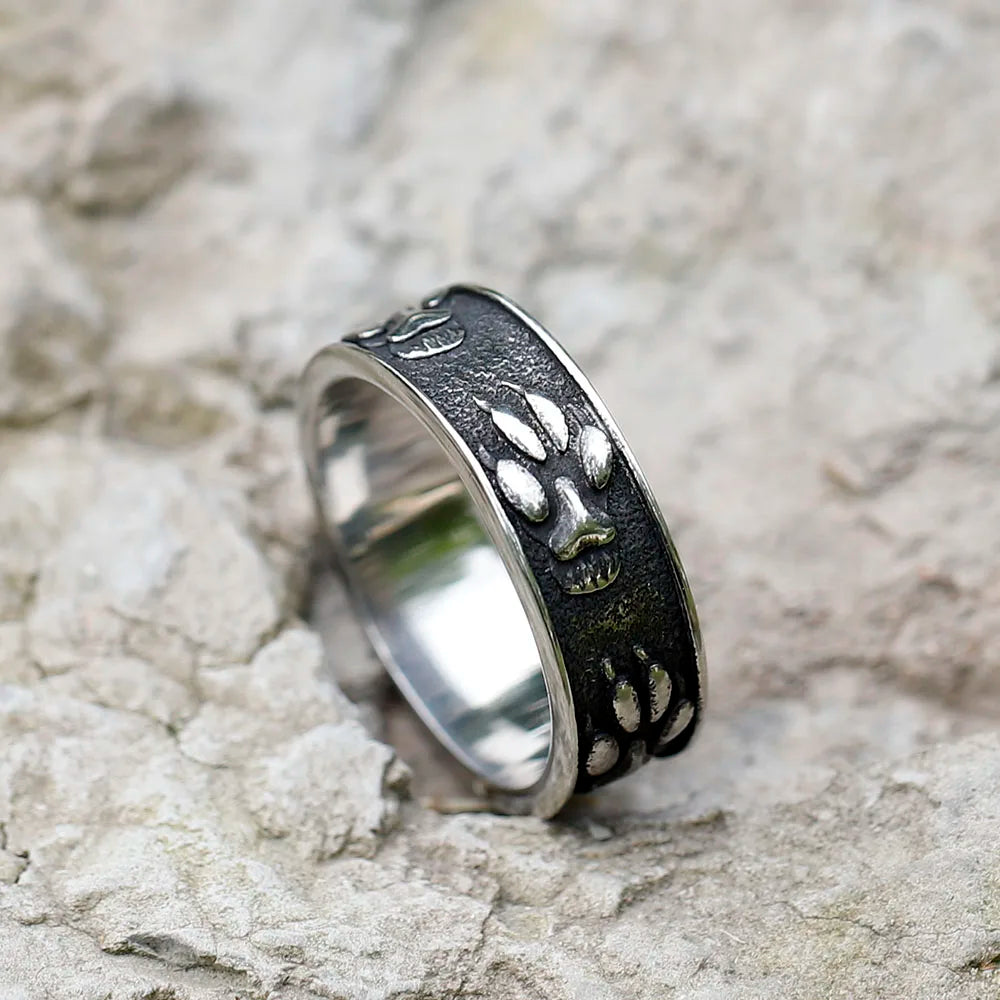Viking Bear Paw Animal Ring — Stainless Steel