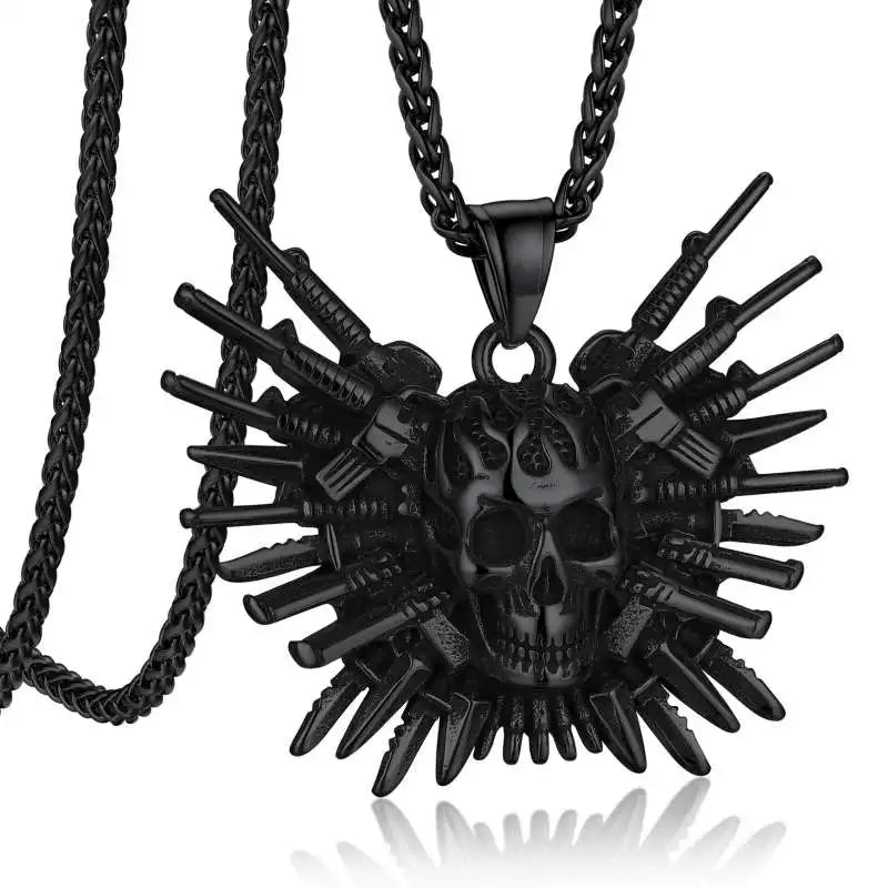 Skull Pendant Necklace — Stainless Steel Gothic