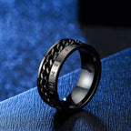 Roman Numerals Stainless Steel Chain Rotating Anxiety Black Rings For Men Fidget Metal Spinner Knuckle Ring Anillos De