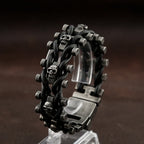 Skull Leather Bracelet Black — 316L Stainless Steel