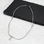 Minimalist Initials Necklace for Men,Stainless Steel Alphabet A-Z 26 Letter Collar,50/55/60CM Silver Color Thin Snake Chain