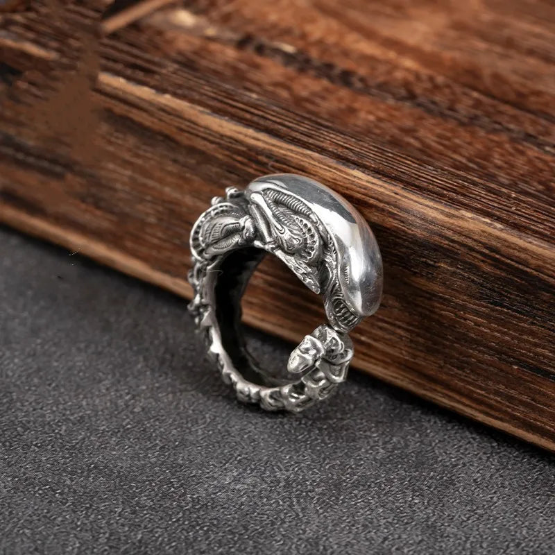 S925 Sterling Silver Retro Skull Alien Insect Alloy Finger Rings For Men Women Creative shape ring Jewelry Gift Resizable