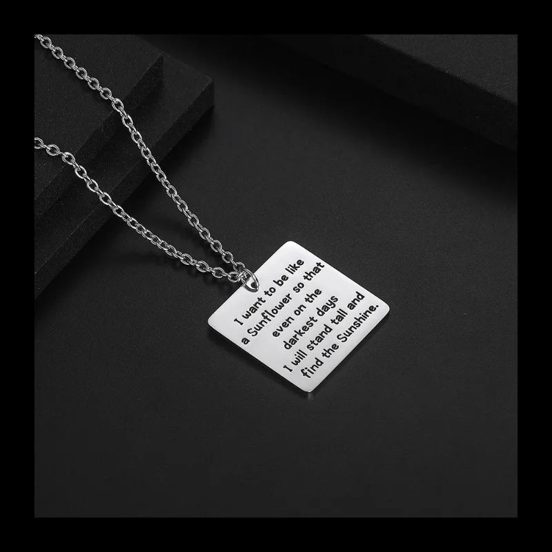 Alphabet Square Pendant Necklace — Stainless