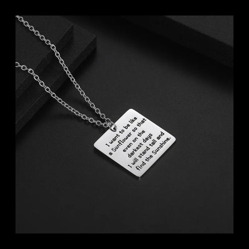 Alphabet Square Pendant Necklace — Stainless