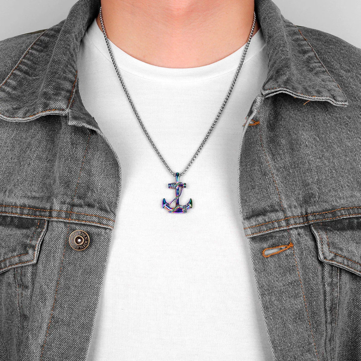 Anchor Sailor Pendant Necklace — Stainless Steel