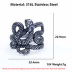NEW Men's 316L stainless-steel rings Punk Fashion snake RING for teens animal Jewelry Gift free shipping