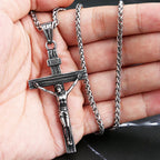 Vintage 316L Stainless Steel Jesus Cross Pendant Necklace Cross Orthodox Necklace Chain For Men Women Biker Amulet