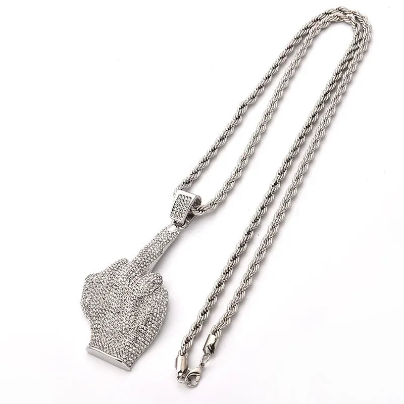 Hip Hop Iec Out Put Crystal Zirconia Dollar Sign Pendant Necklace Fashion Punk Cool Rock Rap Party Jewelry Accessories