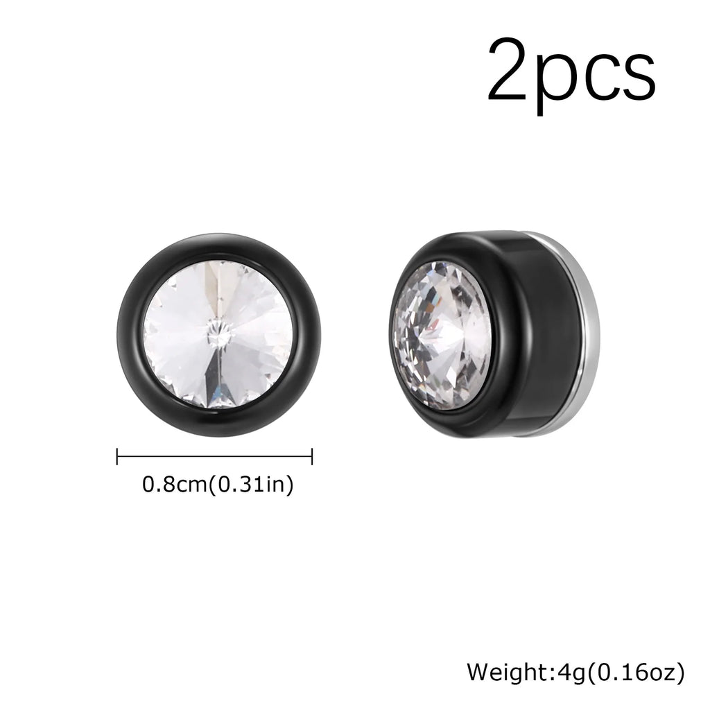 Iced Out Zircon Clip Earrings — Stainless