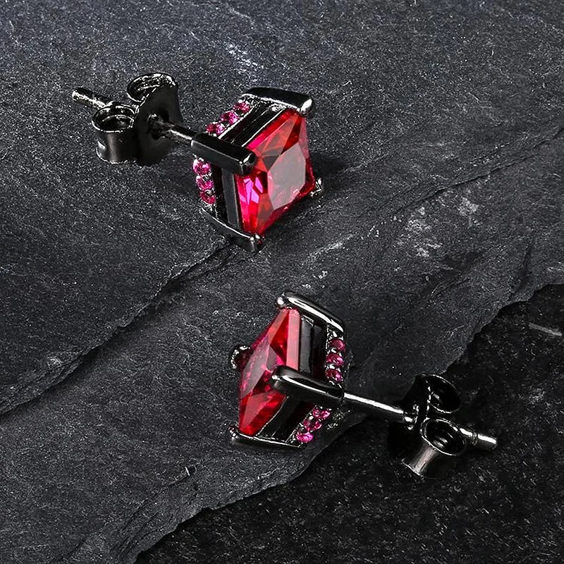 Gothic Iced Out Square CZ Stud Earrings Colorful