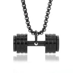 Cool Titanium Steel Dumbbell Pendant Necklace Barbell Fitness Pendant Men and Women Leisure Sports Punk Jewelry