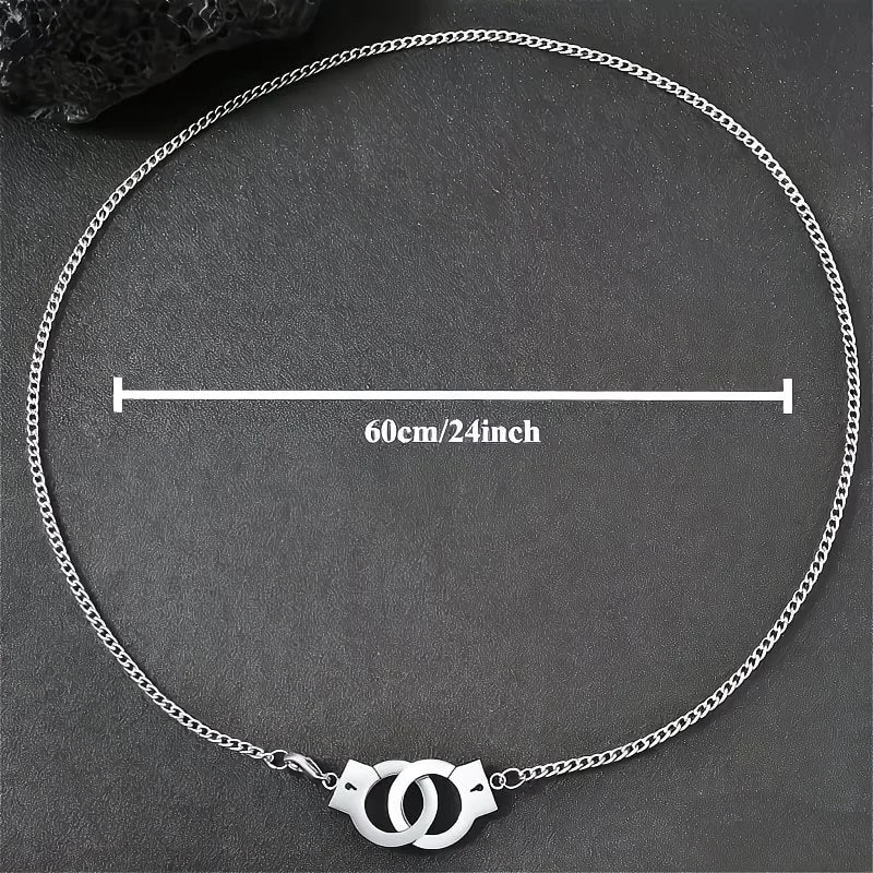 New Arrival Handcuffs Pattern Silver Color Unisex Necklace Pendant High Quality Titanium Steel Funny Special Punk Party