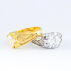 Moissanite Leaf Ring — 925 Silver