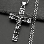 Stainless Steel Christian Jesus Crucifix Cross Pendants Necklaces for Men Women Gold Color Chain Amulet Jewelry