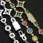 Gold Iced Out Chain Necklace Colored Gemstone