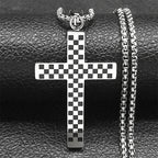 Jesus Christ Cross Pendant Necklace Box Chain — Stainless Steel