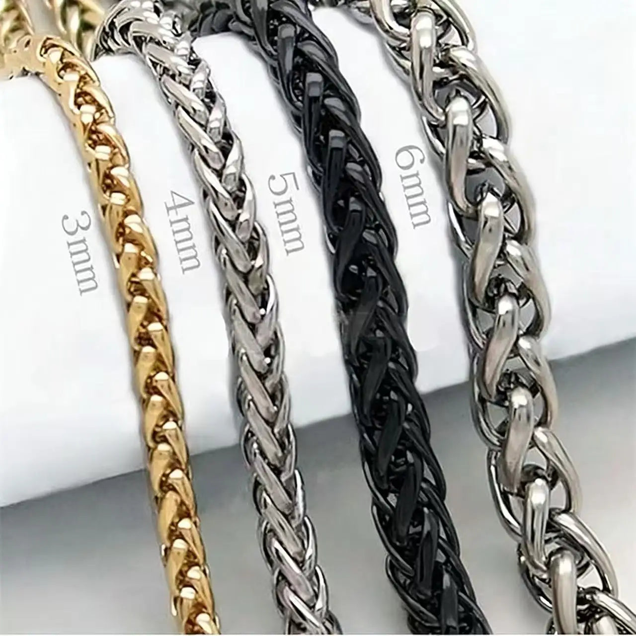 HNSP STAINLESS STEEL Twisted Rope CHAIN NECKLACE FOR MEN Versatile Neck Jewelry Pendant Black/Gold Chain Accessories