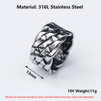 Nordic Viking Twist Weave Ring — Men's Band, Stainless Steel